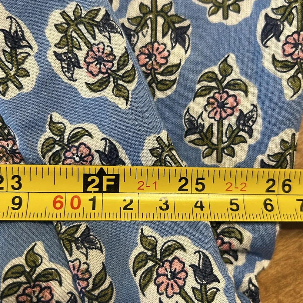 J. Crew 100% Cotton Blue Floral Smocked Bodice Midi Dress Cottagecore Puff
